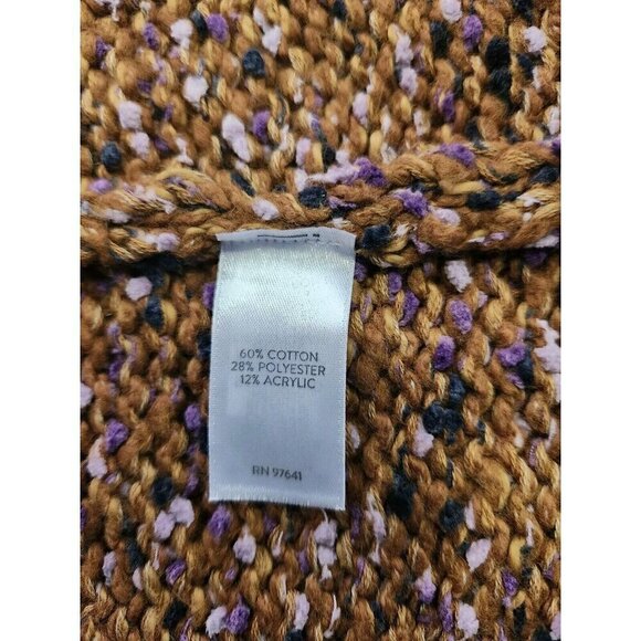 J.Jill Utopia Mixed Cardigan Chunky Sweater Size MP Orange Open Front - Picture 6 of 7